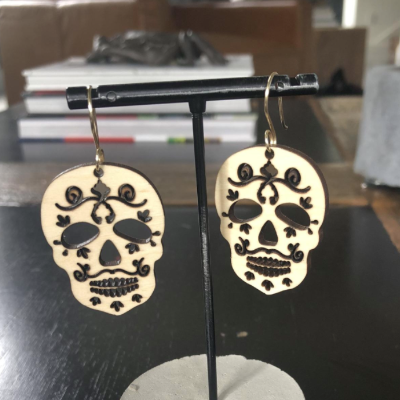 Laser Cut And Engraved Wood Earrings