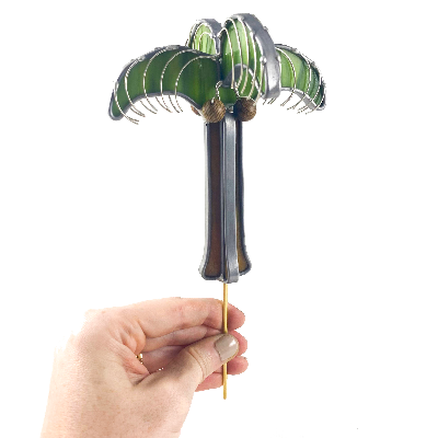 Stained Glass Palm Tree Planter Stake