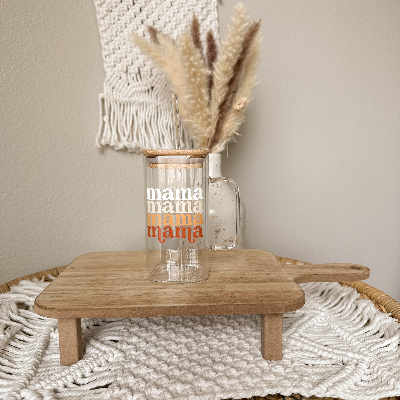 Square Glass Cup With Bamboo Lid And Glass Straws