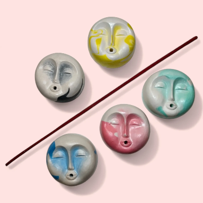 Mini Moon Face Incense  Holder