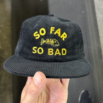 So Far So Bad Black Corduroy Hat