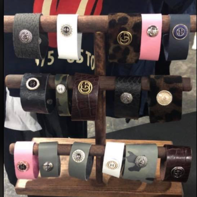 Upcycled Button Designer Button Leather Cuffs