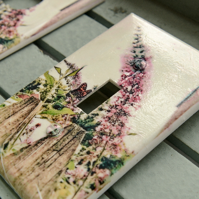 Photograph Decoupaged Onto Wall Plate Covers