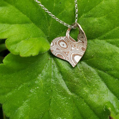 Heart N' Heart Mokume' Pendant