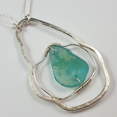 Sterling Silver And Roman Glass Pieces