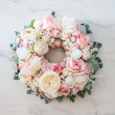 Small No. 1 Blush Faux Floral Luxury Front Door Wreath