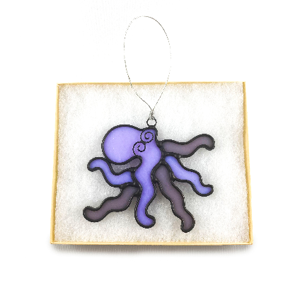 Stained Glass Octopus Ornament