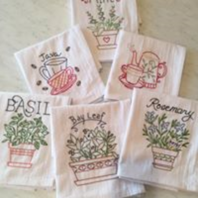 Hand-Embroidered Vintage Tea Towels