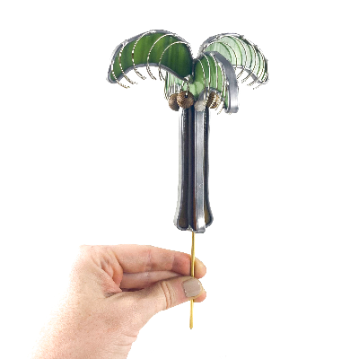 Stained Glass Palm Tree Planter Stake