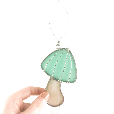 Stained Glass Mushroom Ornament