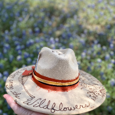 Texas Wildflowers Hand Burned Hat