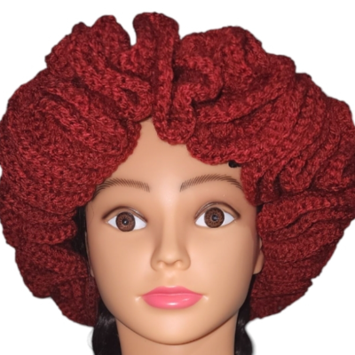 Silk Lined Bonnet Hat Handmade Ruffles Green And Pink Hair Protection With Unique Design