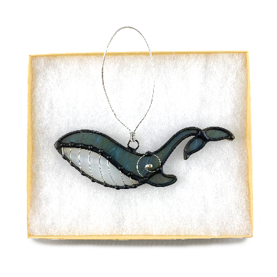 Stained Glass Whale Ornament