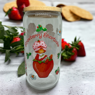 Glass Cup W/ Bamboo Lid And Glass Straw