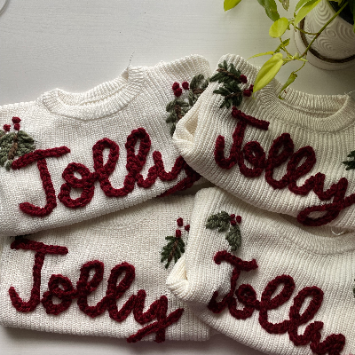 Toddler "Jolly" Embroidered Christmas Sweater