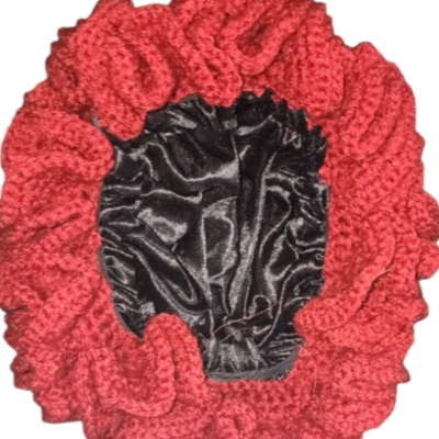 Silk Lined Bonnet Hat Handmade Ruffles Green And Pink Hair Protection With Unique Design