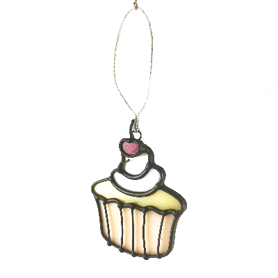 Stained Glass Cupcake Ornament