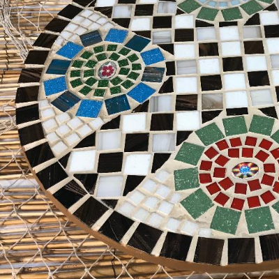 Quilt-Inspired Lazy Susan Mosaic