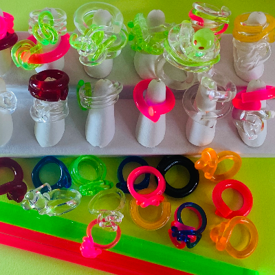 Hand Wrought Fluorescent Lucite Rings