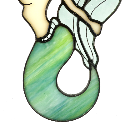 Stained Glass Tail-Holding Mermaid Suncatcher