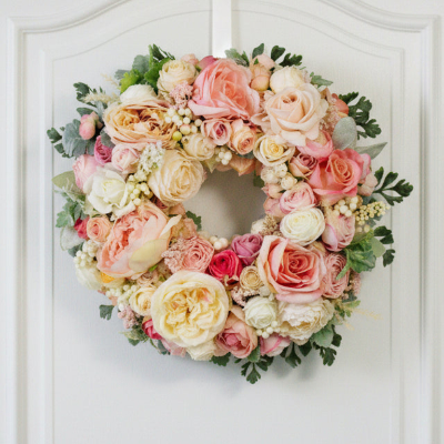Small No. 1 Blush Faux Floral Luxury Front Door Wreath
