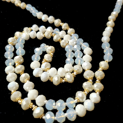 Sky Blue And Cream Beaded Necklace