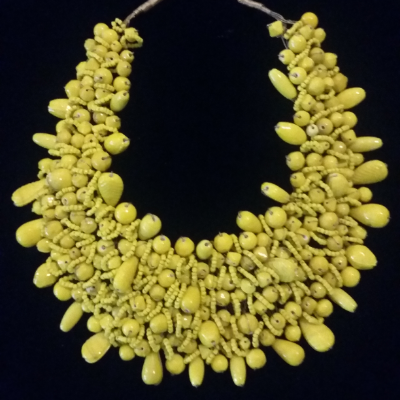 Necklace - Bright Yellow Beaded Collar - Jewelry