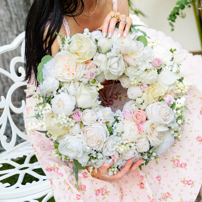Mini Ivory Romance Luxury Faux Floral Front Door Wreath