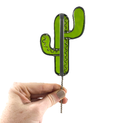 Stained Glass Saguaro Cactus Planter Stake