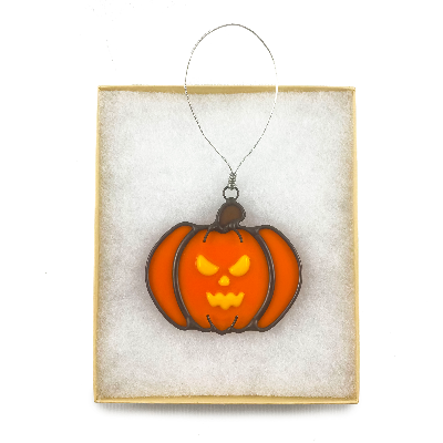 Stained Glass Jack-O-Lantern Ornament