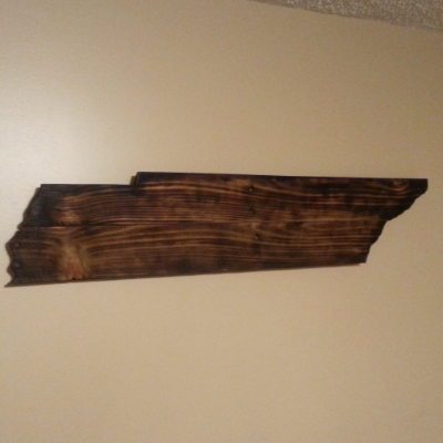 Tennessee State Shape Sign Woodburned And Stained