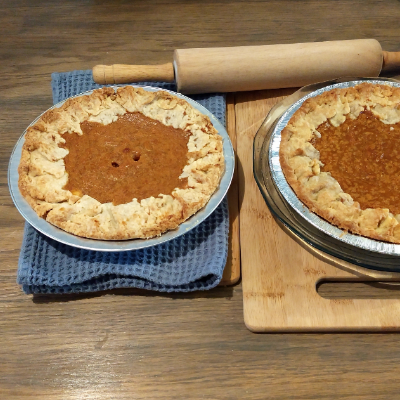 8 And 9 Inch Sweet Potato Pie.  Plain Or With Pecan Caramel Sauce.