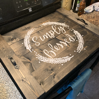 Rustic Wooden Stove Top Cover