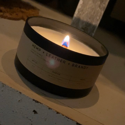 Hemp + Leather + Brandy Infused Woodwick Candle