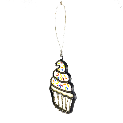 Stained Glass Sprinkle Cupcake Ornament