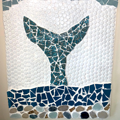 Mosaic Tile Artwork - Whale Tail