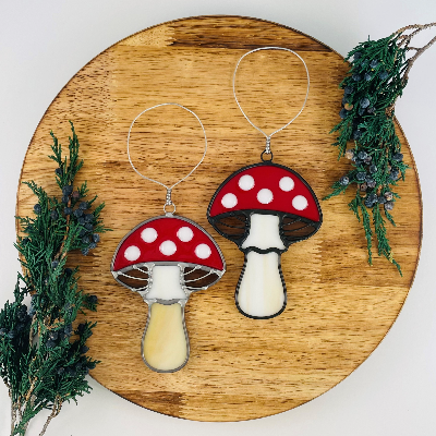 Stained Glass Spotted Toadstool Ornament