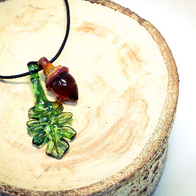 Glass Maple, Oak, And Aspen Leaf Necklaces