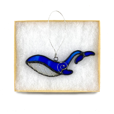 Stained Glass Whale Ornament