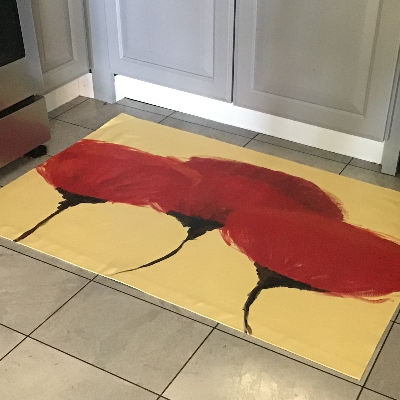 Hand Painted Canvas Floor Mat - Poppies