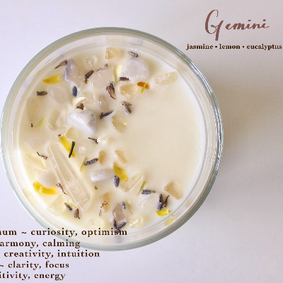 Zodiac Candles For Each Astrological Sign, With Crystals, Herbs, And Florals Inside