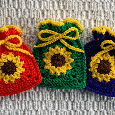 Sunflower Crochet Pouch