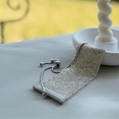Elegant Silver Mesh Jewelry Set