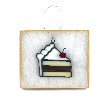 Stained Glass Cake Slice Ornament