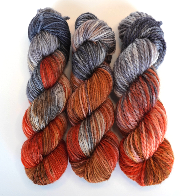 Cobalt Rust Hand Dyed Yarn