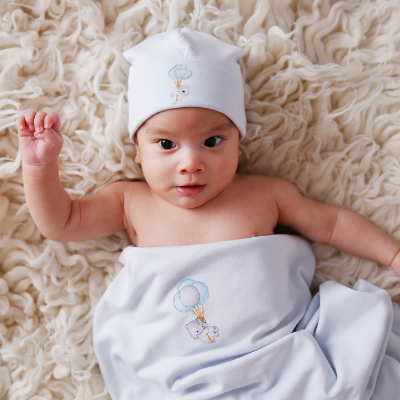 Baby Receiving Set / Gift Set - 3 Piece - Blanket, Bib, Hat
