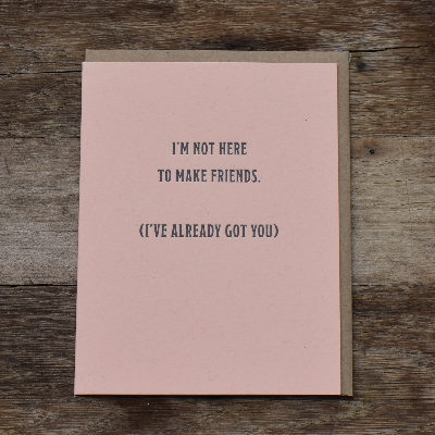 Not Here To Make Friends Greeting Card