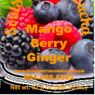 Soulsmith Mango Berry Ginger Kombucha 32 Oz.