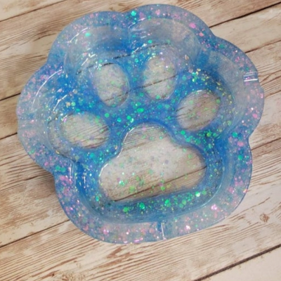 Glitter Paw Print Resin Ash Tray/Trinket Dish