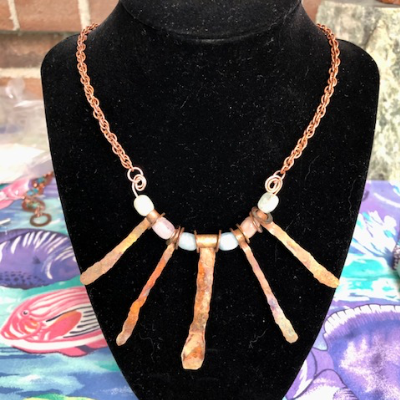 Paddle Style Necklace With Morganite Beads And Sterling Silver Accents